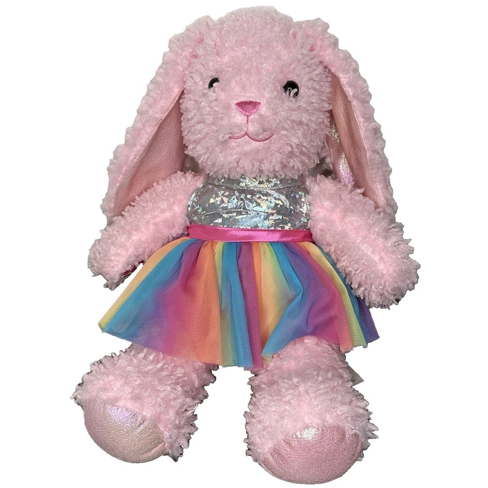 Build a Bear Pink Marshmallow Pawlette Bunny Rabbit Easter Plush 16" BAB Fuzzy